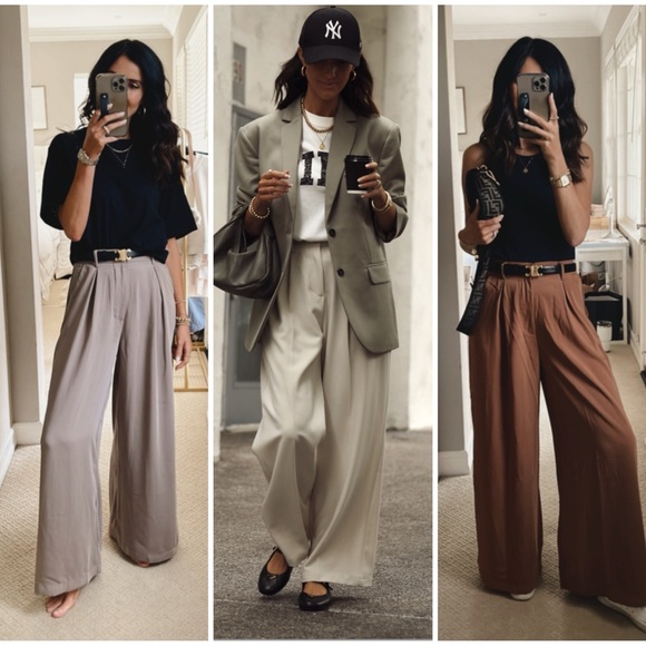 Three Pairs Of High Waist Wide Leg Long Palazzo Pants XS